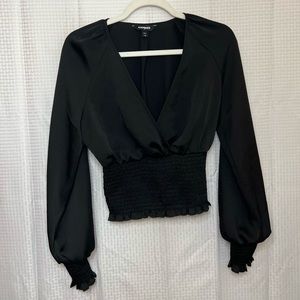 Black Smocked Express Top